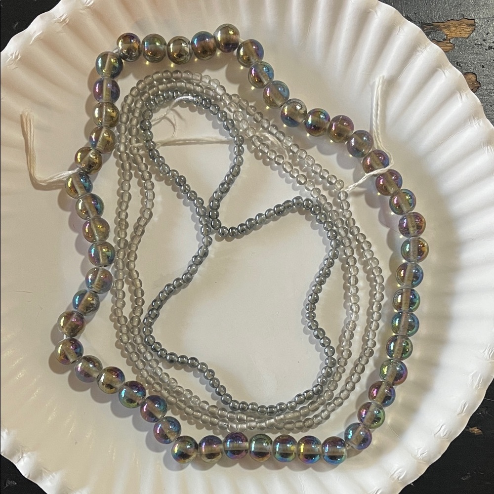 Vintage round glass beads 4mm and 12mm bundle